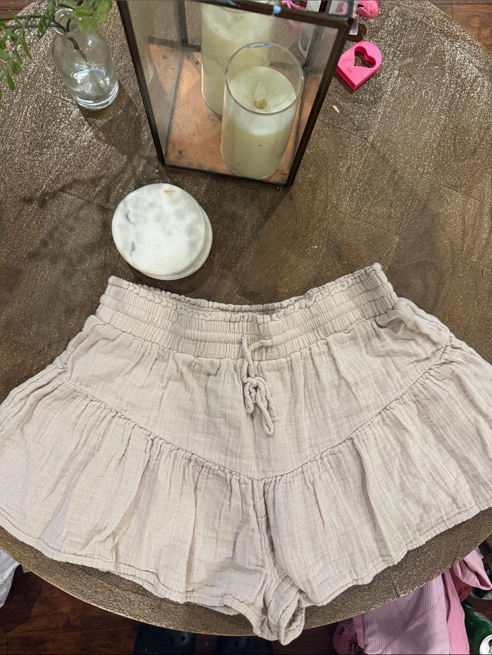 Aeropostale Cream Tiered Gauze Mini Skort - Current season